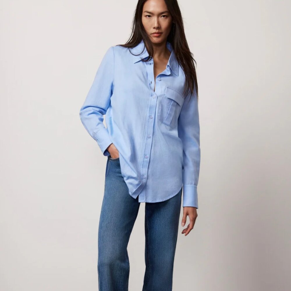 MINT VELVET Blue Chambray oversized shirt Size Small